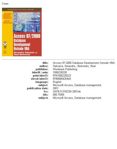 دانلود نسخه کامل کتاب Access 97 2000 Database Development Outside VBA