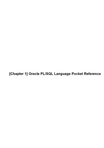 دانلود نسخه کامل کتاب Oracle PL/SQL Language Pocket Reference