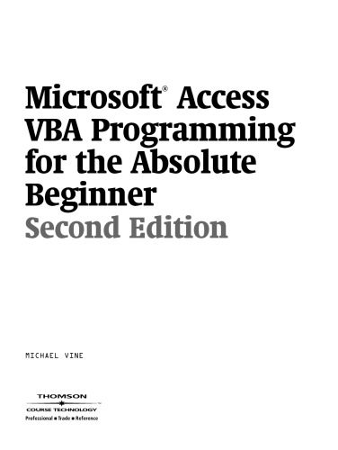دانلود نسخه کامل کتاب Microsoft Access VBA Programming for the Absolute Beginner