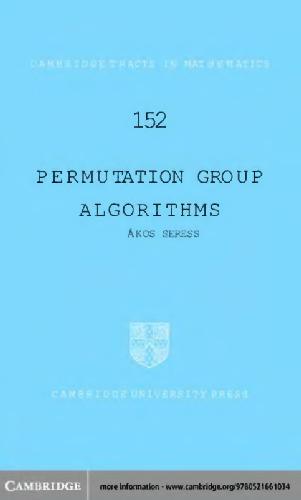 دانلود نسخه کامل کتاب Permutation group algorithms
