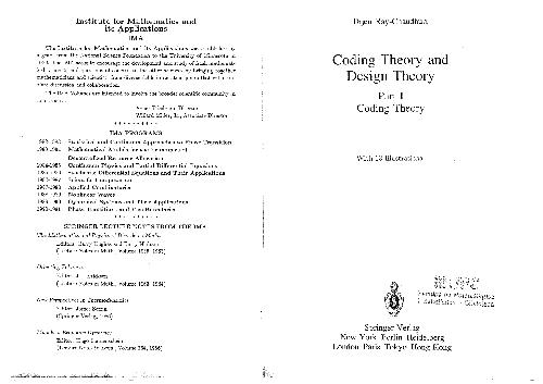 دانلود نسخه کامل کتاب Coding Theory and Design Theory. Coding Theory