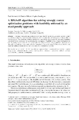 دانلود نسخه کامل کتاب BFGS-IP algorithm for solving strongly convex optimization problems with feasibility enforced by an exact penalty approach