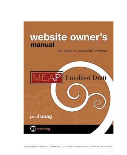 دانلود نسخه کامل کتاب Website Owner’s Manual – Unedited Draft, Meap Edition