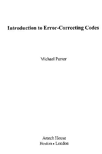 دانلود نسخه کامل کتاب Introduction to Error Correcting Codes