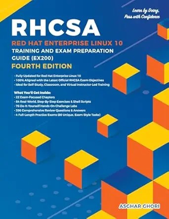 دانلود نسخه کامل کتاب RHCSA Red Hat Enterprise Linux 10: Training and Exam Preparation Guide (EX200), Fourth Edition
