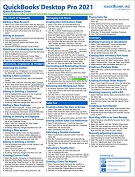 کتاب QuickBooks Desktop Pro 2021 Quick Reference Training Card – Laminated Tutorial Guide Cheat Sheet (Instructions and Tips)
