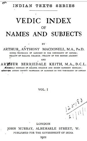 دانلود کتاب Arthur Anthony Macdonell Arthur Berriedale Keith Vedic index of