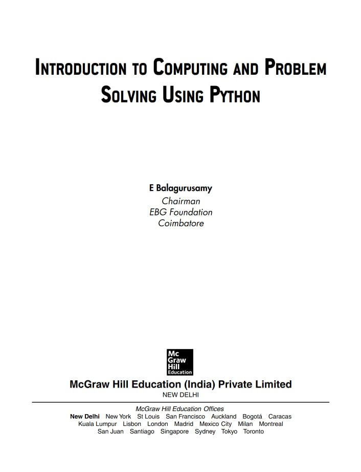 دانلود کتاب Introduction To Computing And Problem Solving Using Python (E. Balaguruswamy)