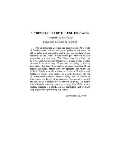 دانلود نسخه کامل کتاب CODE OF CONDUCT FOR JUSTICES OF THE SUPREME COURT OF THE UNITED STATES
