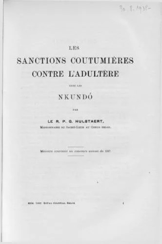 دانلود نسخه کامل کتاب Les sanctions coutumières contre l’adultère chez les Nkundó