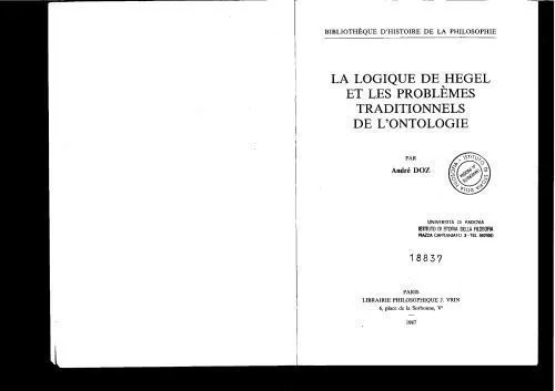 دانلود نسخه کامل کتاب La logique de Hegel et les problèmes traditionnels de l’ontologie