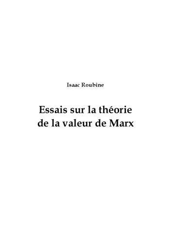 دانلود نسخه کامل کتاب Essais sur la théorie de la valeur de Marx