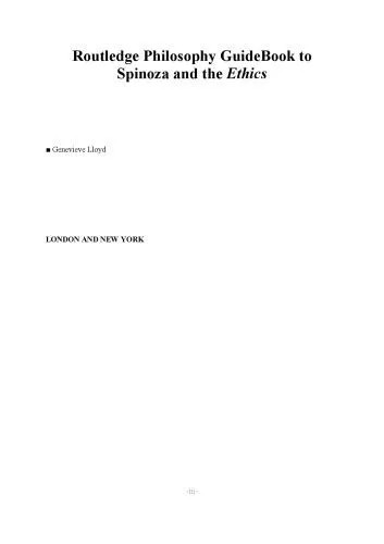 دانلود نسخه کامل کتاب Routledge Philosophy GuideBook to Spinoza and the Ethics