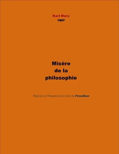 دانلود نسخه کامل کتاب Misère de la philosophie. Réponse à la Philosophie de la misère de Proudhon