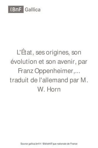 دانلود نسخه کامل کتاب L’État: Ses Origines, Son Évolution et Son Avenir
