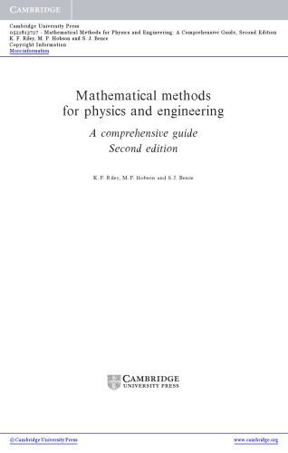 دانلود نسخه کامل کتاب Mathematical Methods for Physics and Engineering: A Comprehensive Guide