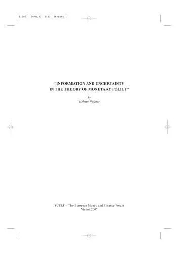دانلود نسخه کامل کتاب Information And Uncertainty In The Theory Of Monetary Policy