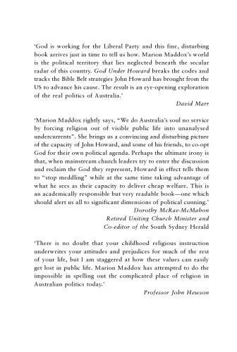 دانلود نسخه کامل کتاب God Under Howard: The Rise of the Religious Right in Australian Politics