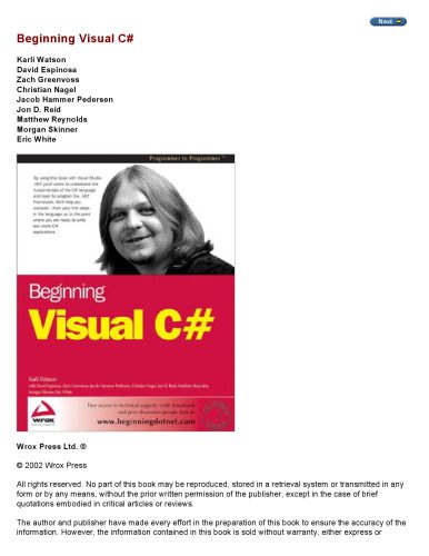 دانلود نسخه کامل کتاب Beginning Visual C#