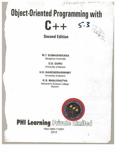 دانلود نسخه کامل کتاب Object Oriented programming with C+