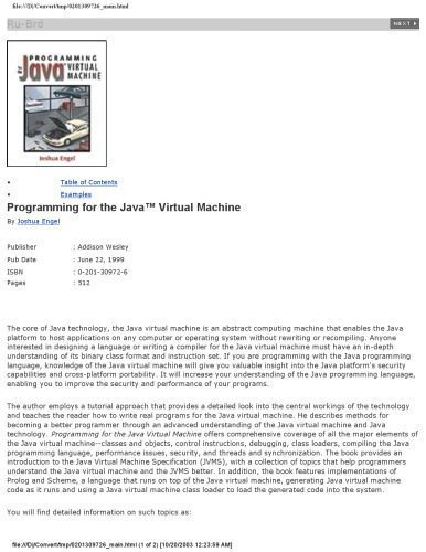 دانلود نسخه کامل کتاب Programming for the Java (TM) Virtual Machine