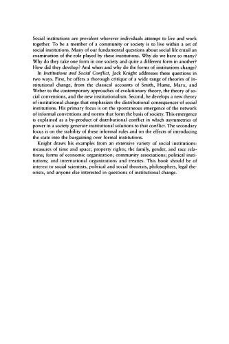 دانلود نسخه کامل کتاب Institutions and Social Conflict (Political Economy of Institutions and Decisions)