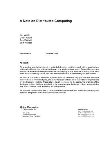 دانلود نسخه کامل کتاب A Note on Distributed Computing