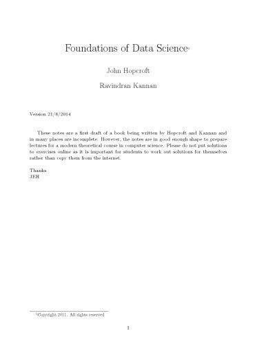 دانلود نسخه کامل کتاب Foundations of Data Science