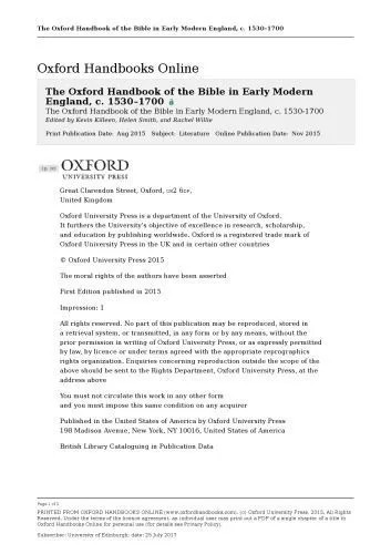 دانلود نسخه کامل کتاب The Oxford Handbook of the Bible in England, c. 1530-1700