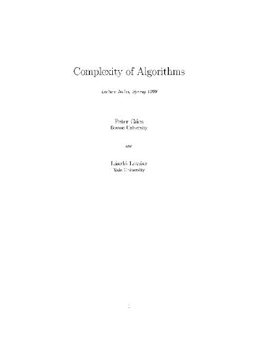 دانلود نسخه کامل کتاب Complexity of algorithms