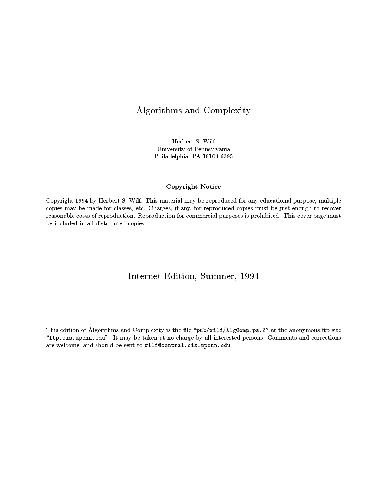 دانلود نسخه کامل کتاب Algorithms and Complexity