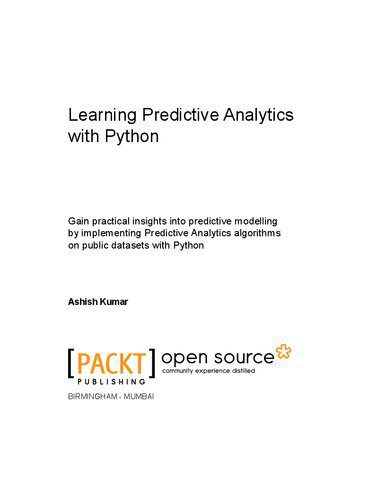 دانلود نسخه کامل کتاب Learning Predictive Analytics with Python