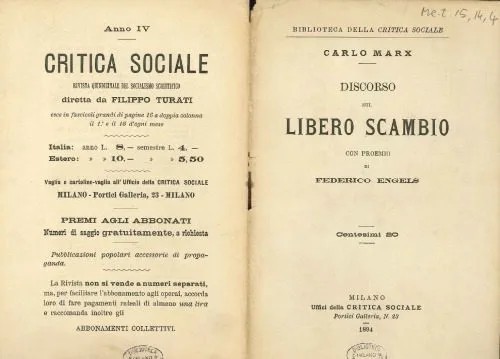 دانلود نسخه کامل کتاب Discorso sul libero scambio di Carlo Marx con un Proemio di Federico Engels