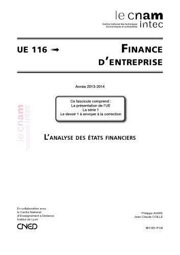 دانلود نسخه کامل کتاب UE 116 Finance d’entreprise 116 Série 1