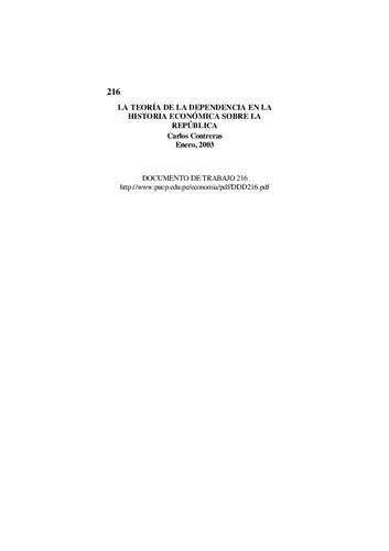 دانلود نسخه کامل کتاب La teoría de la dependencia en la historia económica sobre la República