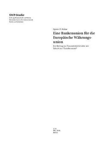 دانلود نسخه کامل کتاب Eine Bankenunion für die Europäische Währungsunion : Ein Beitrag zur Finanzstabilität oder ein Schritt zur Transferunion?