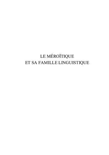 دانلود نسخه کامل کتاب Le méroïtique et sa famille linguistique