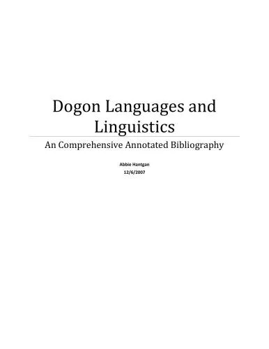 دانلود نسخه کامل کتاب Dogon Languages and Linguistics. An Comprehensive Annotated Bibliography