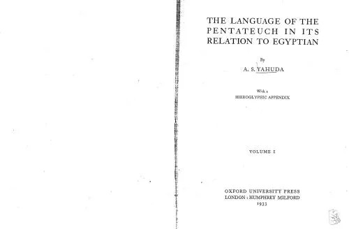 دانلود نسخه کامل کتاب The Language of the Pentateuch in its Relation to Egyptian. Part 1