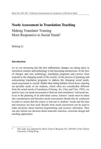 دانلود نسخه کامل کتاب Needs Assessment in Translation Teaching. Making Translator Training More Responsive to Social Needs