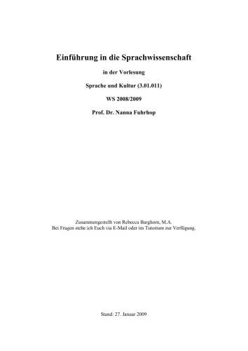 دانلود نسخه کامل کتاب Einführung in die Sprachwissenschaft in der Vorlesung Sprache und Kultur