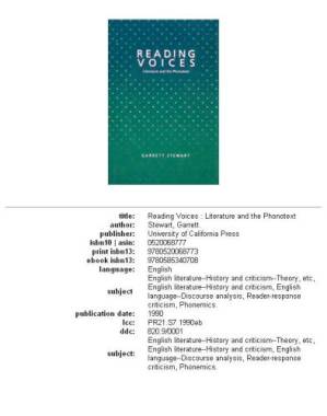 دانلود کتاب Reading Voices: Literature and the Phonotext
