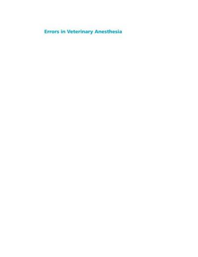 دانلود کتاب Errors in veterinary anesthesia