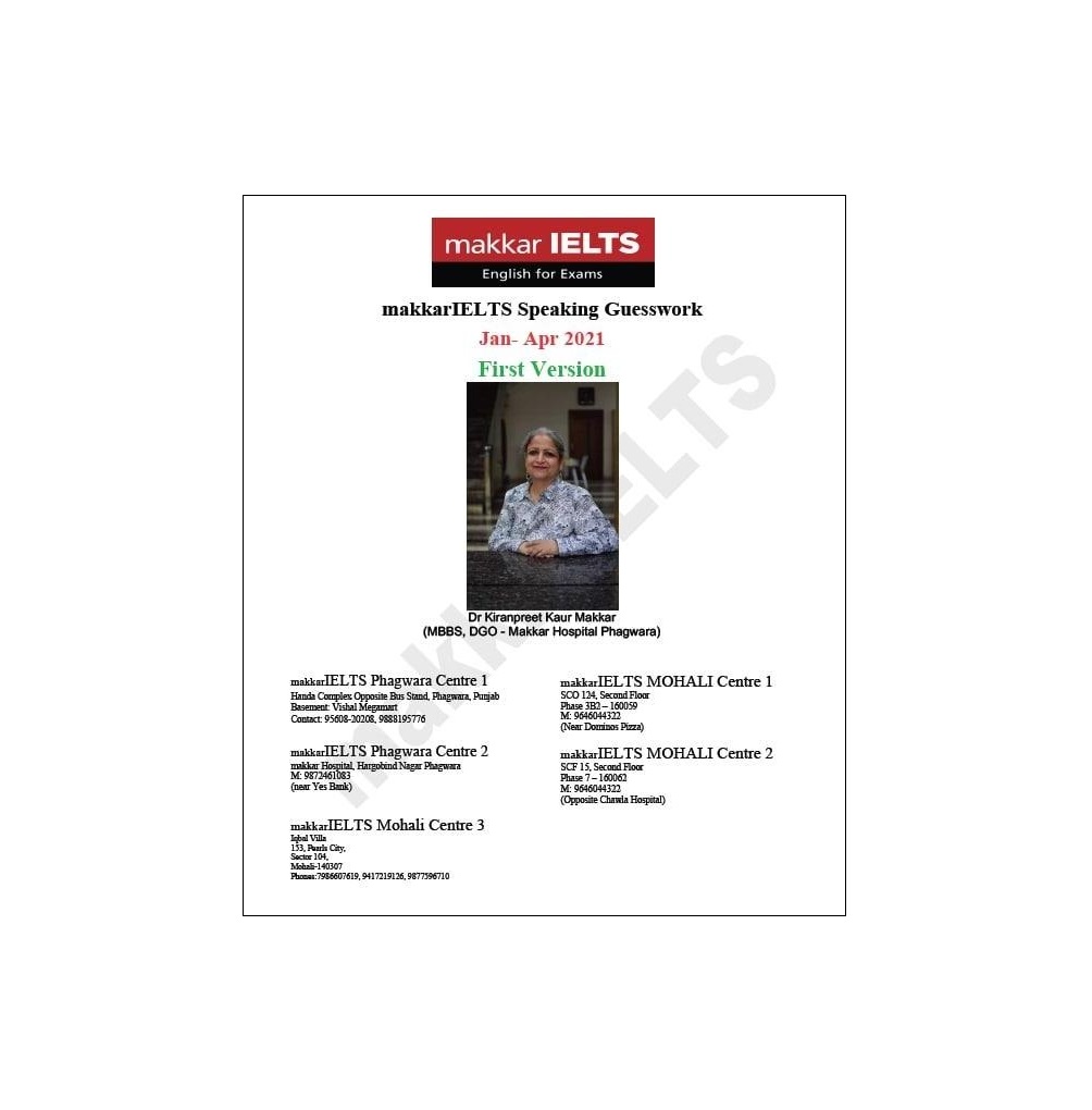 کتاب Makkar IELTS Speaking Jan – Apr 2021 First Version ماکار آیلتس اسپیکینگ