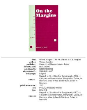 دانلود کتاب On the Margins: The Art of Exile in V. S. Naipaul
