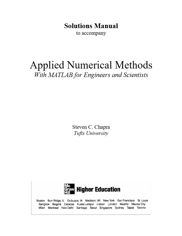 دانلود کتاب Solutions Manual to Accompany Applied Numerical Methods with MATLAB