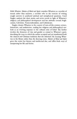 دانلود کتاب Edith Wharton: Matters of Mind and Spirit