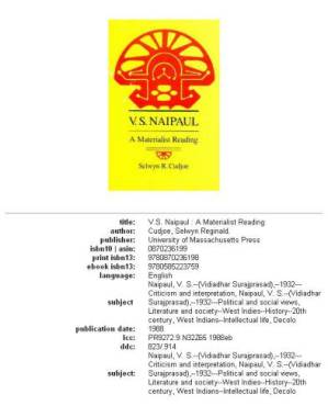 دانلود کتاب V. S. Naipaul: a materialist reading