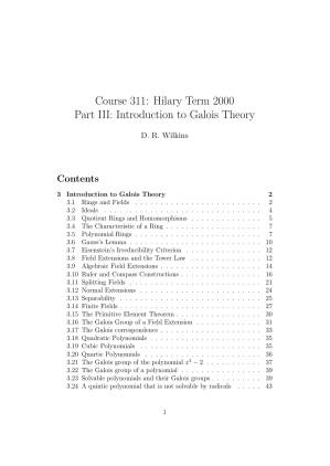 دانلود کتاب Introduction to Galois Theory Wilkins