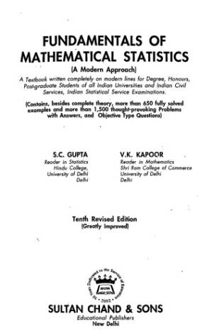 دانلود کتاب Fundamentals of Mathematical Statistics (A Modern Approach), 10th Edition